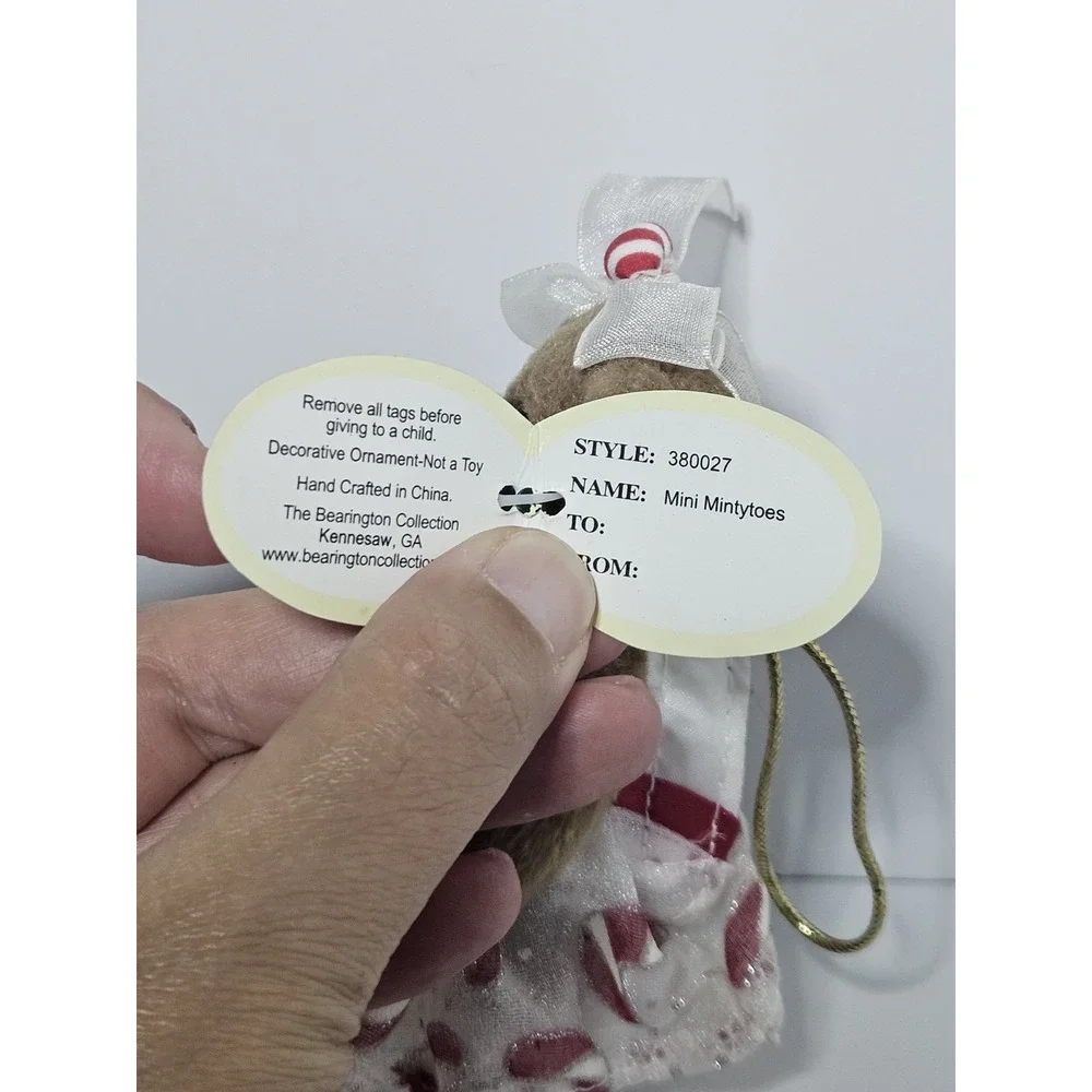 Bearington Collection Mini Mint Christmas Teddy Bear Plush Ornament Dress Candy